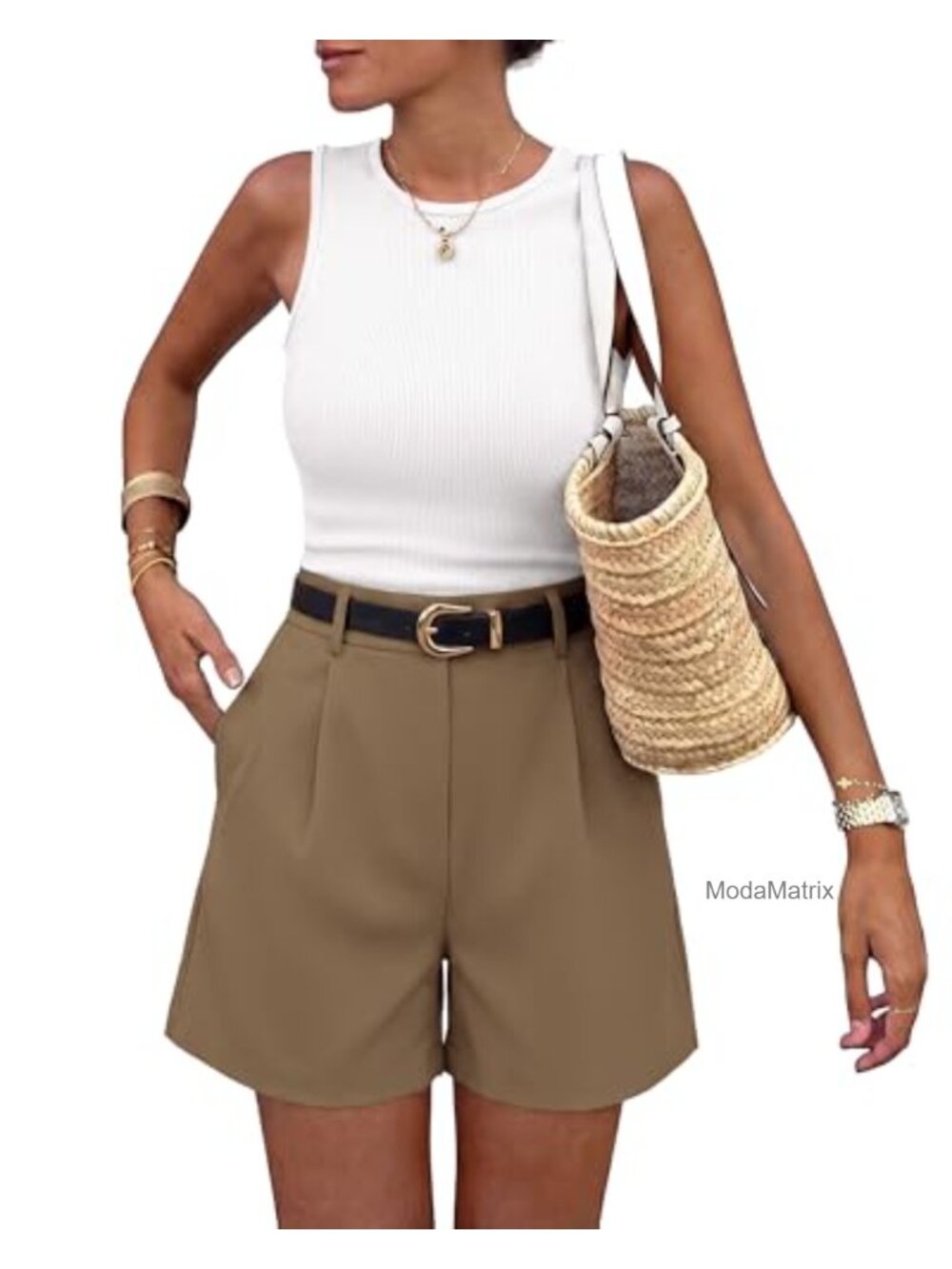 Women's 2 Piece Short Set Sleeveless Tank Top High Waist Shorts